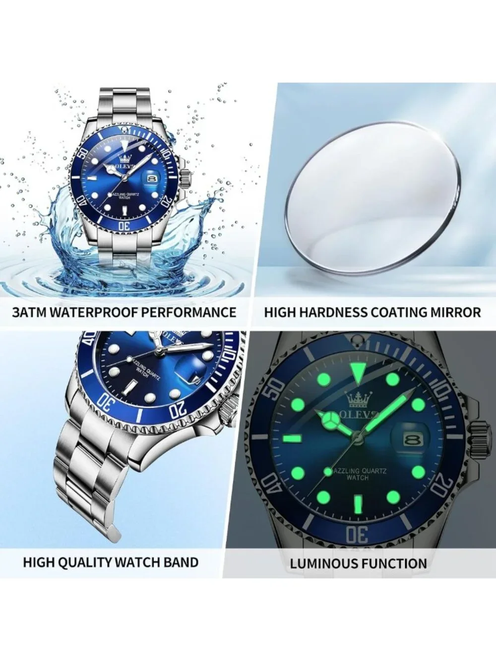 Luxury Men's Dress Watch - Big Face Stainless Steel Analog Quartz Timepiece